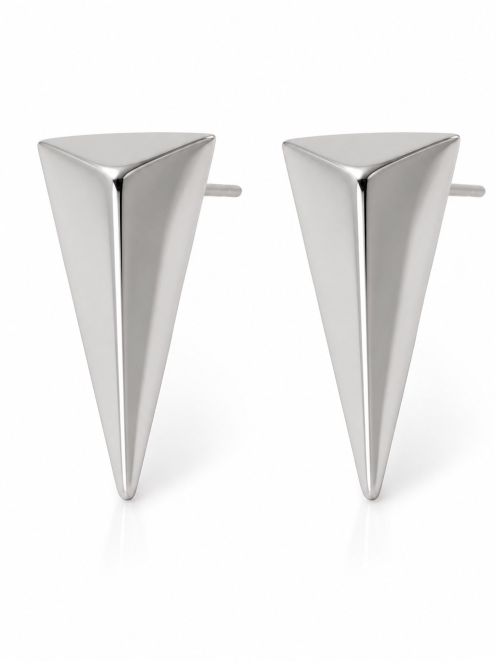NEW - Silver Geometric Triangle Stud Earrings Trendy Modern Minimalist